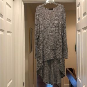 Long sleeve high low sweater, grey, size 2x